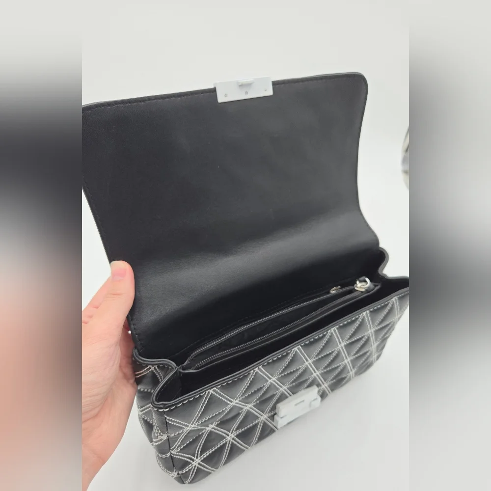 Michael Kors Black and White Quilted Sloan Shoulder Bag